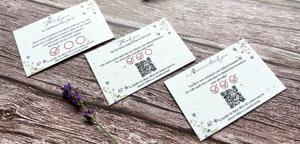 A collection of A La KArt Creations loyalty cards, promoting their Loyalty Program which you can enter into with each purchase made.