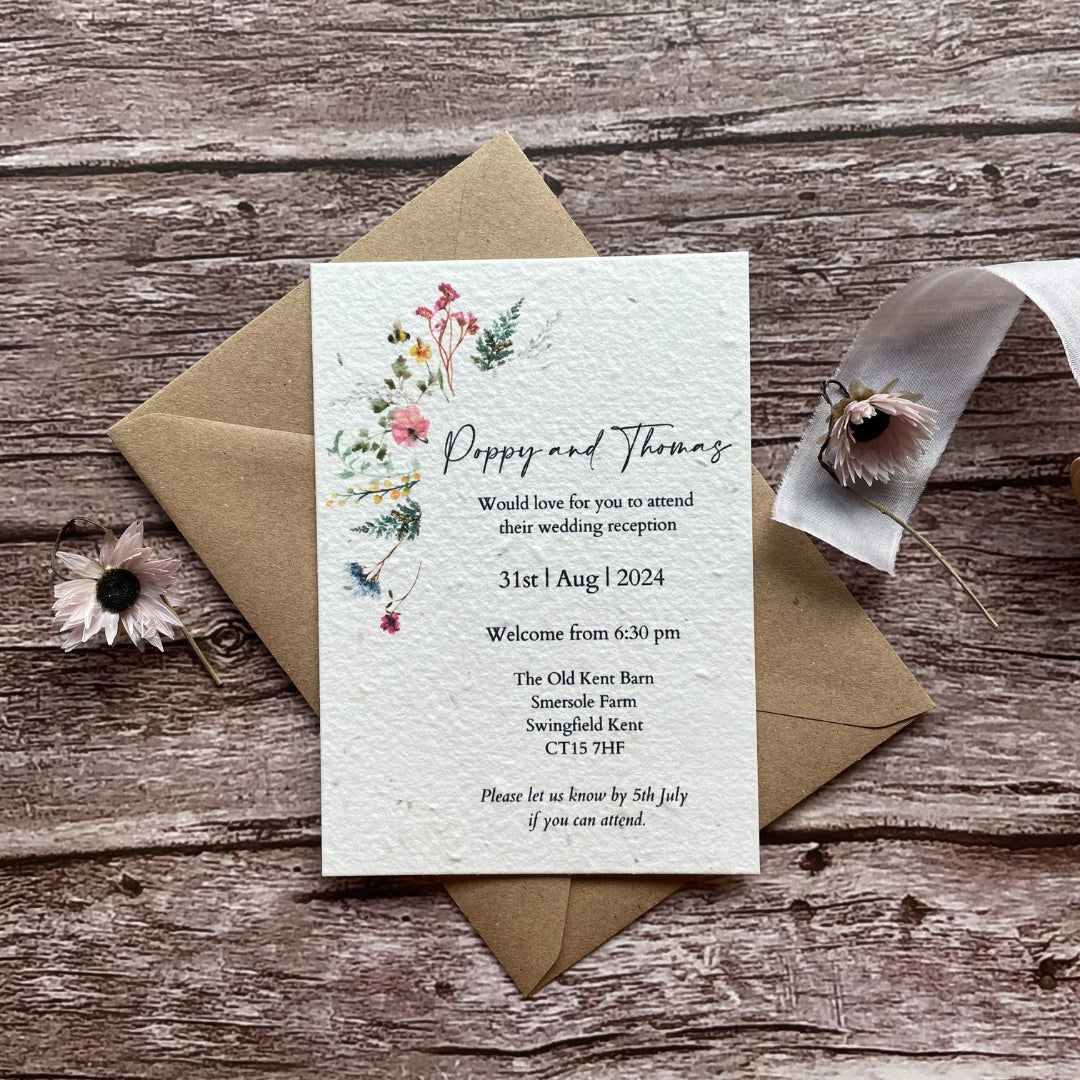 Plantable Evening Reception Wedding Invitations | Wildflower Meadow