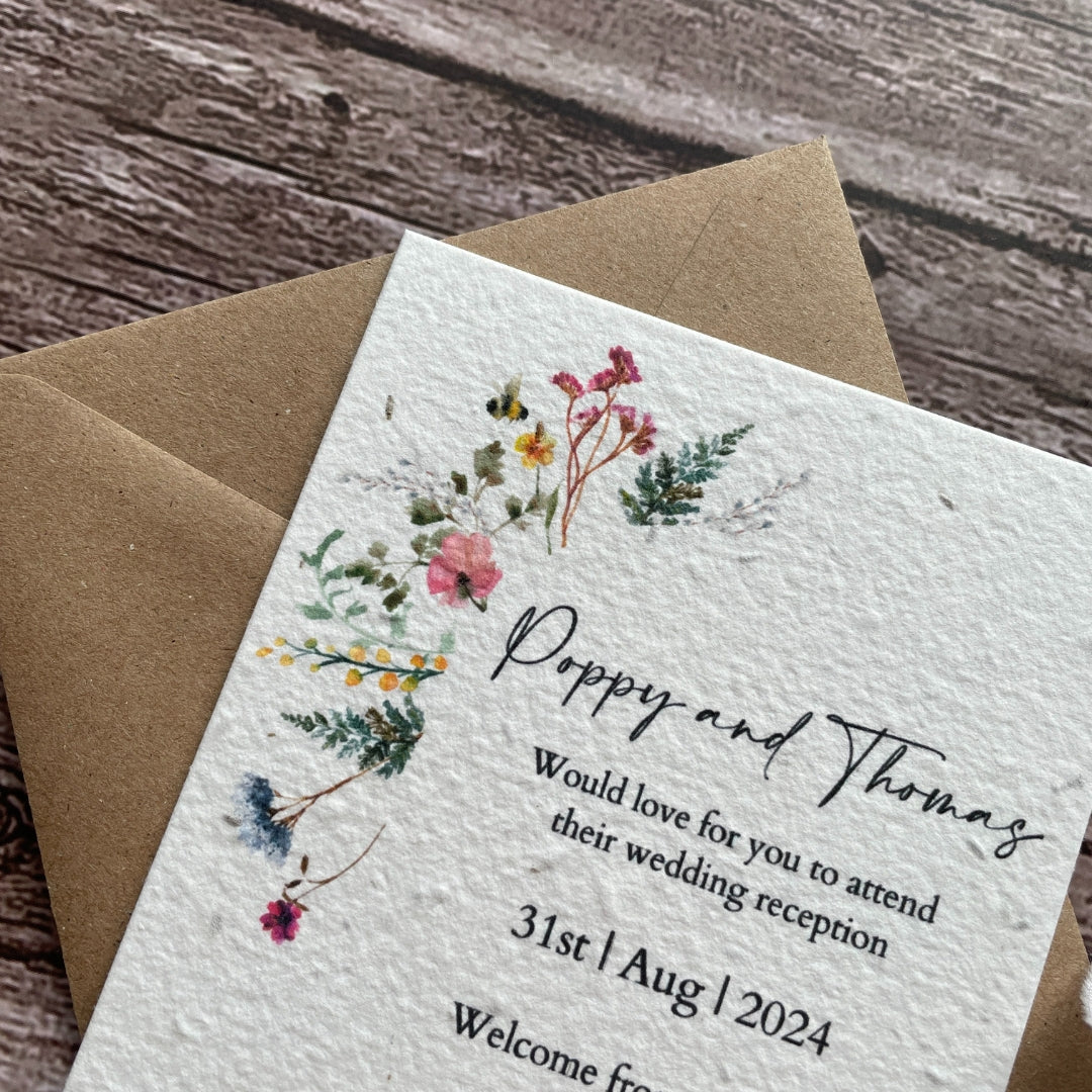 Plantable Evening Reception Wedding Invitations | Wildflower Meadow