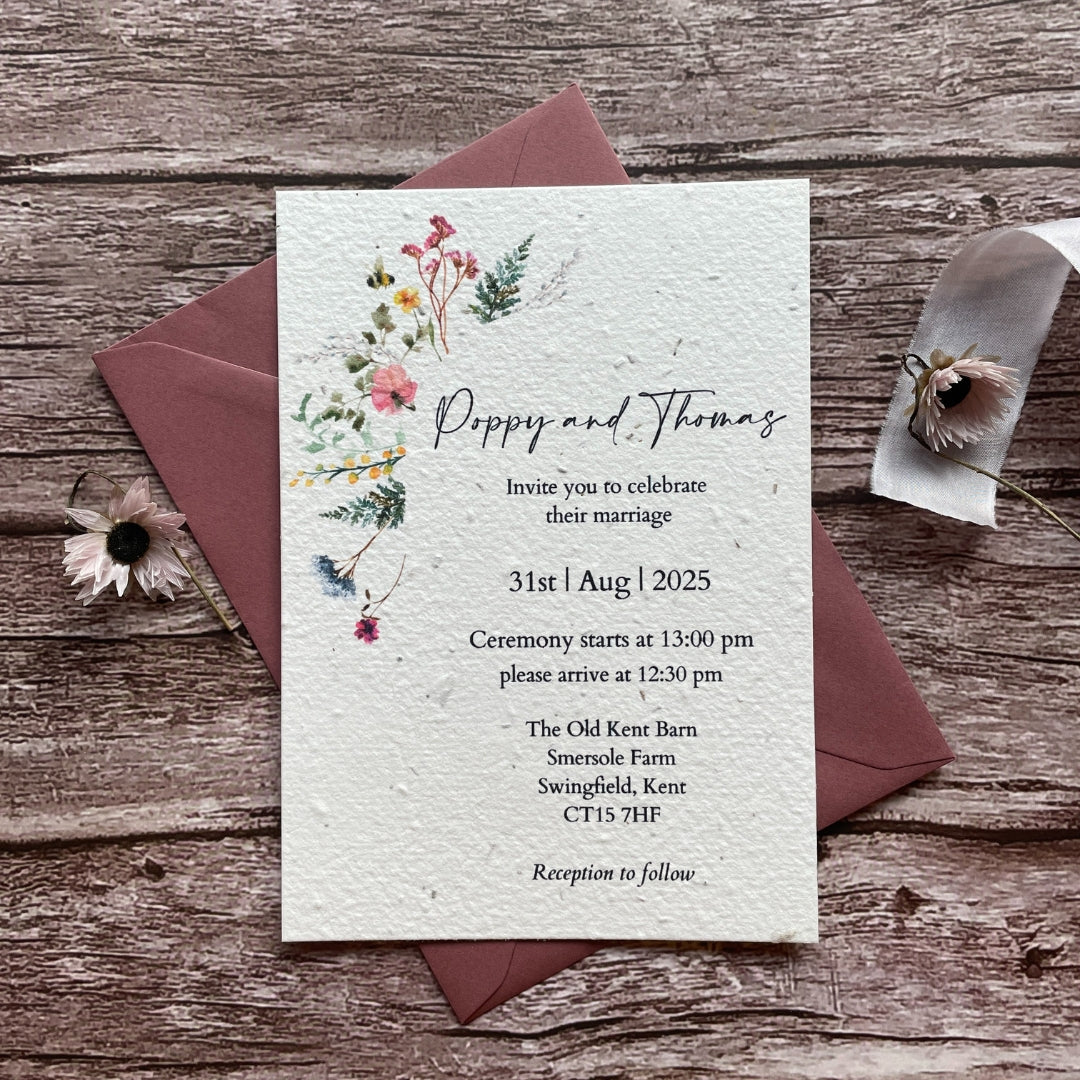 Personalised Plantable Wedding Invitations | Wildflower Meadow