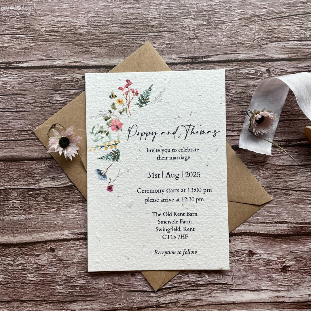 Personalised Plantable Wedding Invitations | Wildflower Meadow