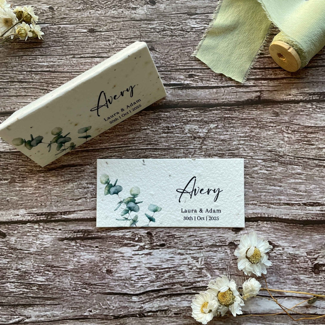Plantable Wedding Guest Place Cards | Eucalyptus