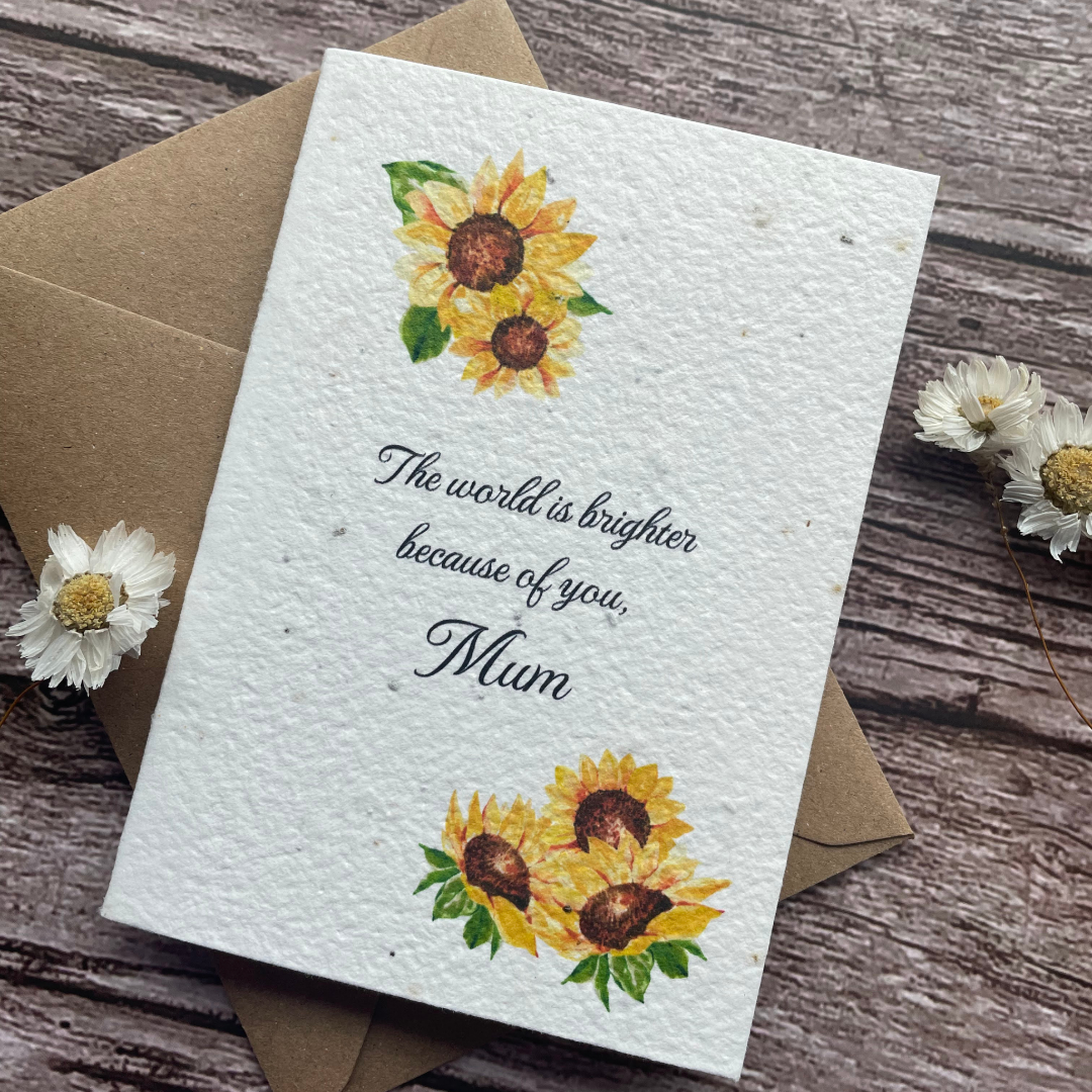 angled view of personalised plantable sunflower mother&
