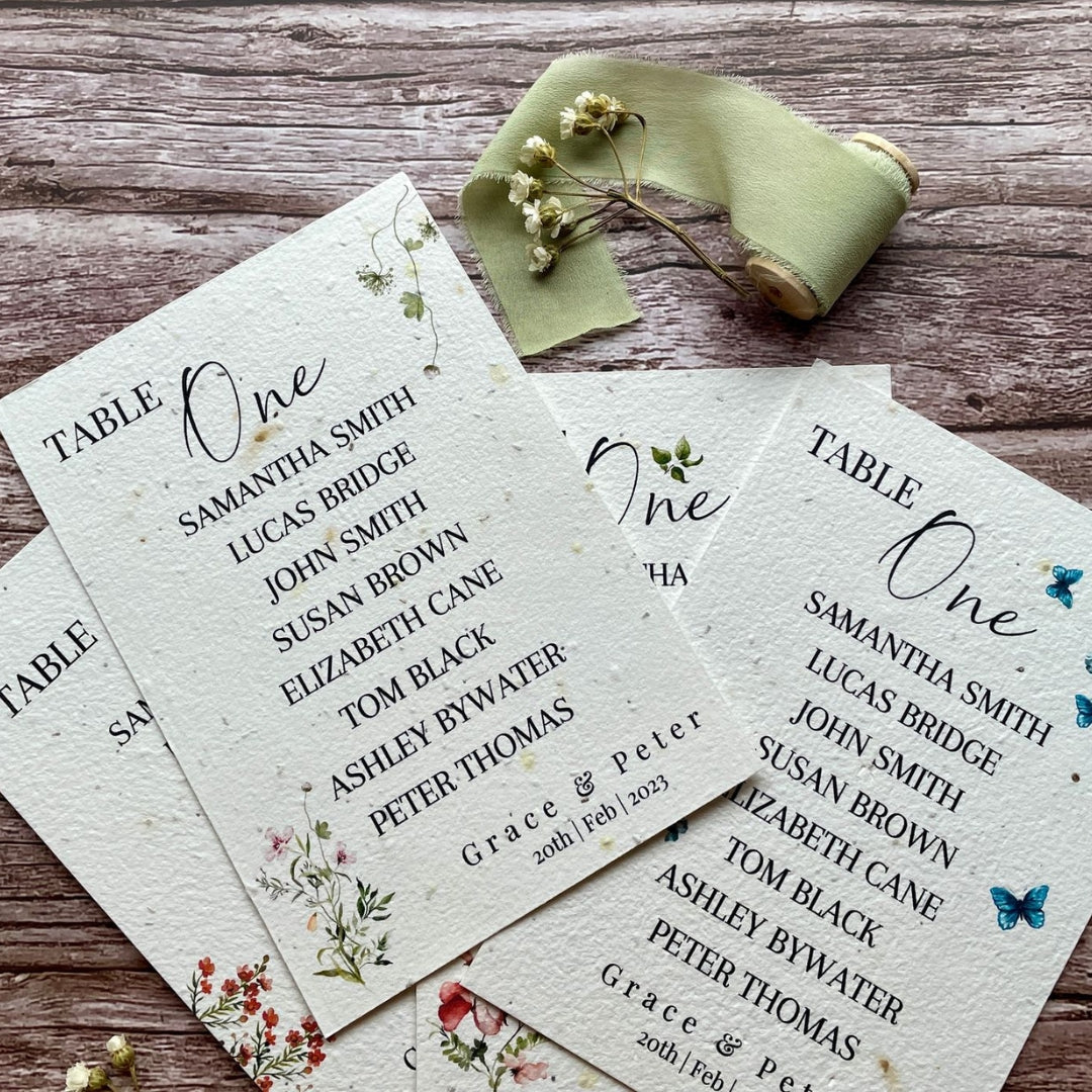 A range of A La KArt Creations seating plans, specifically designed for wedding tables