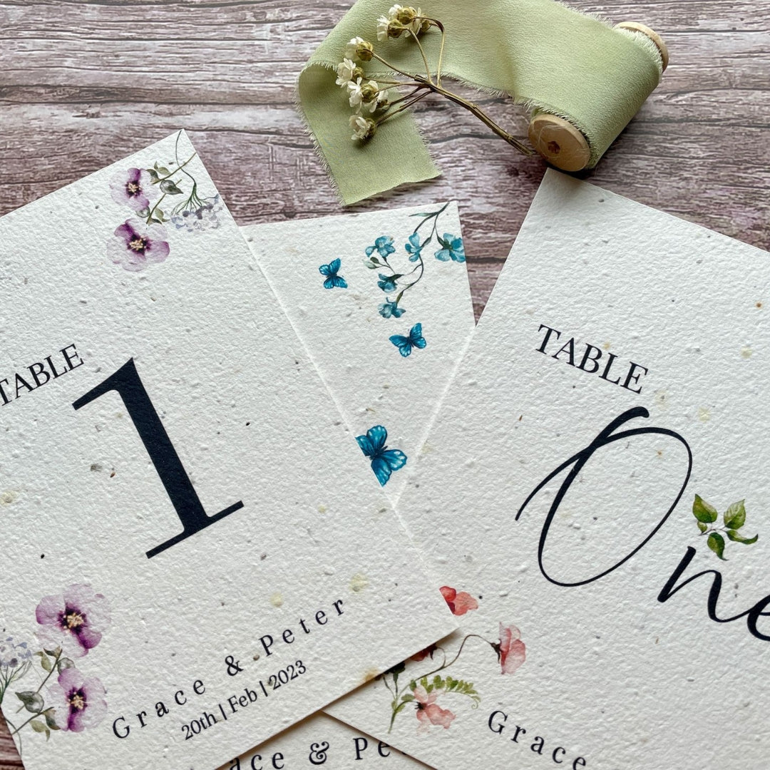 A La KArt Creations table number range, designed for your eco-friendly wedding