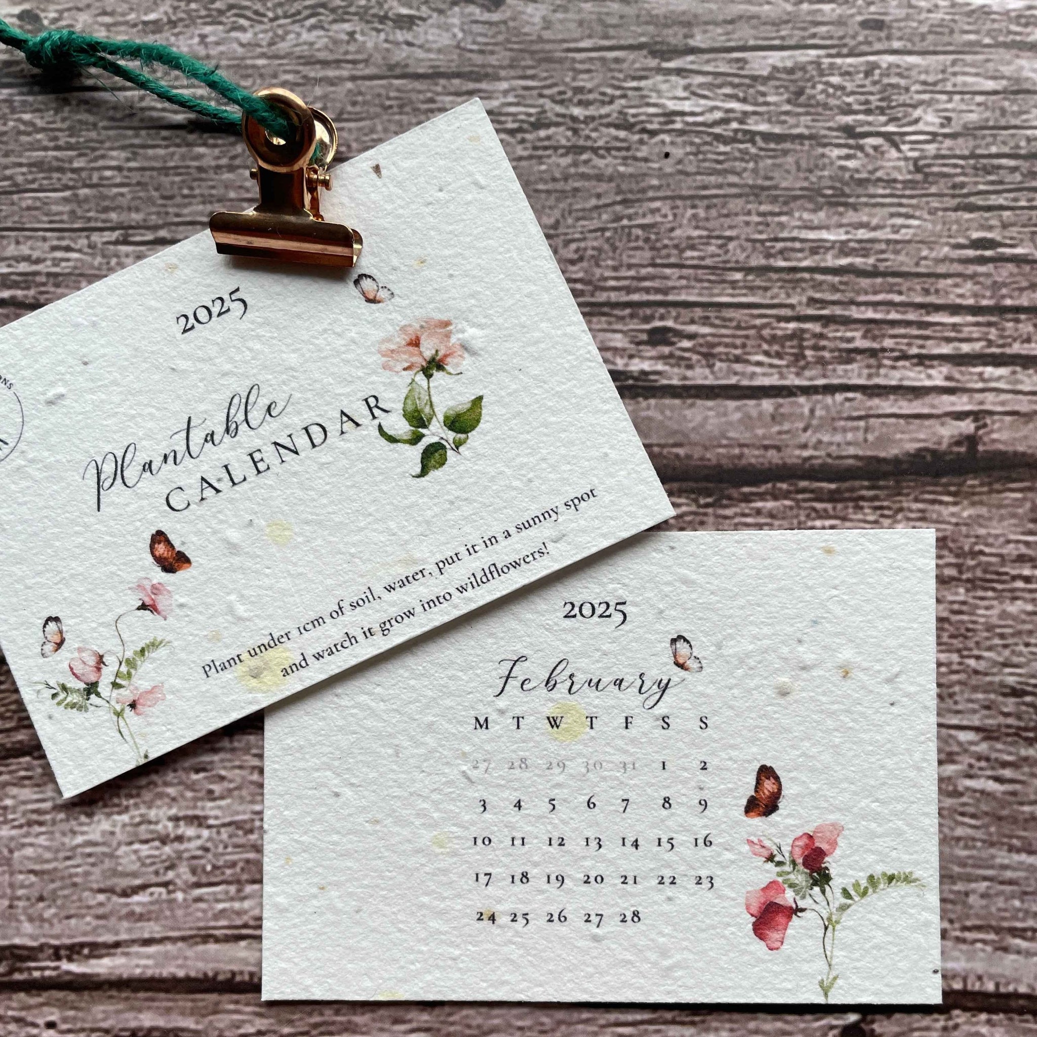 february page of the 2025 plantable seed paper calendar titled "secret garden," featuring eco-friendly design and vibrant seed paper materials that encourage sustainable gardening, alakartcreations