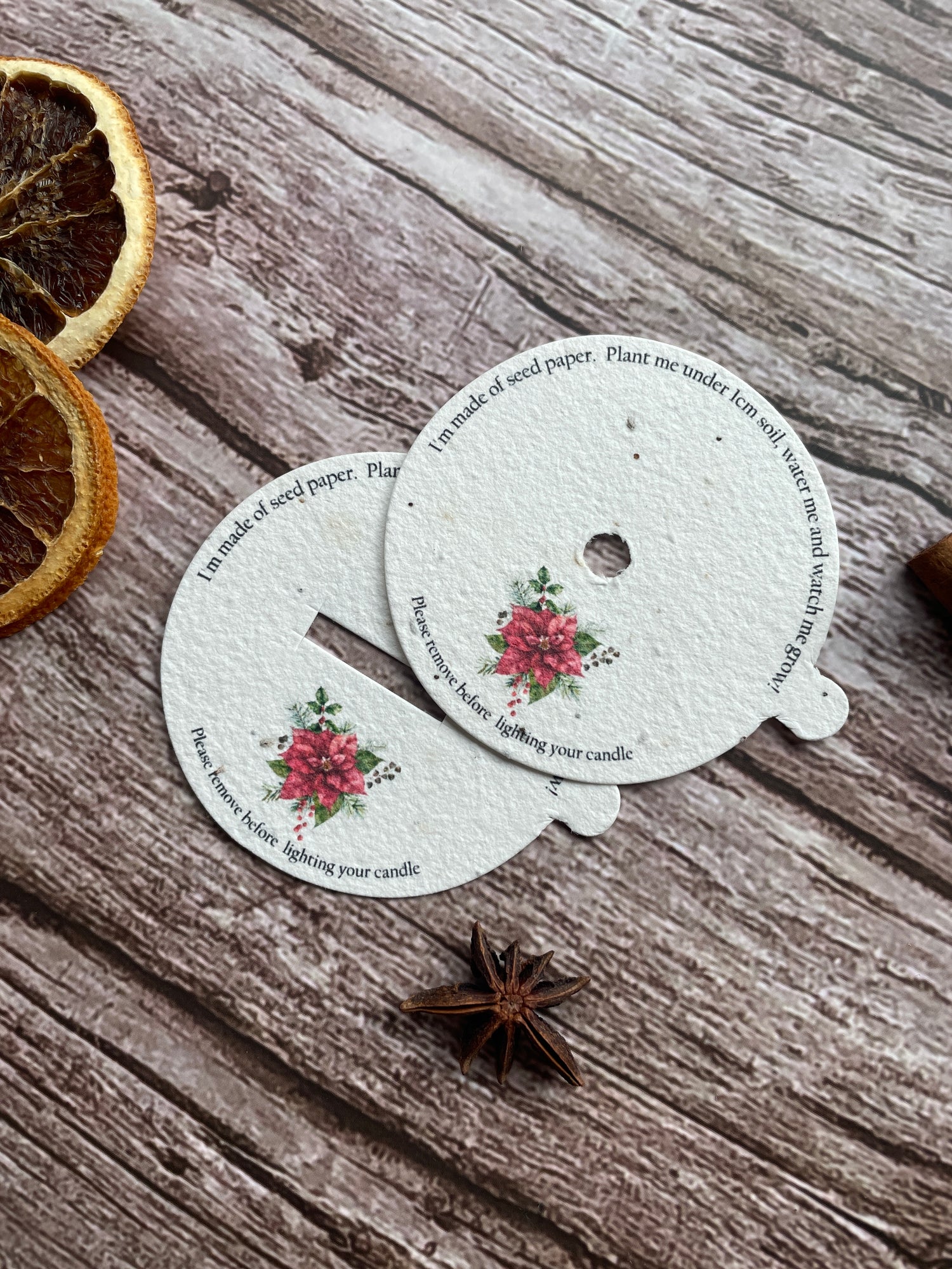 Seeded Cotton/Wooden Wick Christmas Candle Dust Covers - Poinsettia - A ...