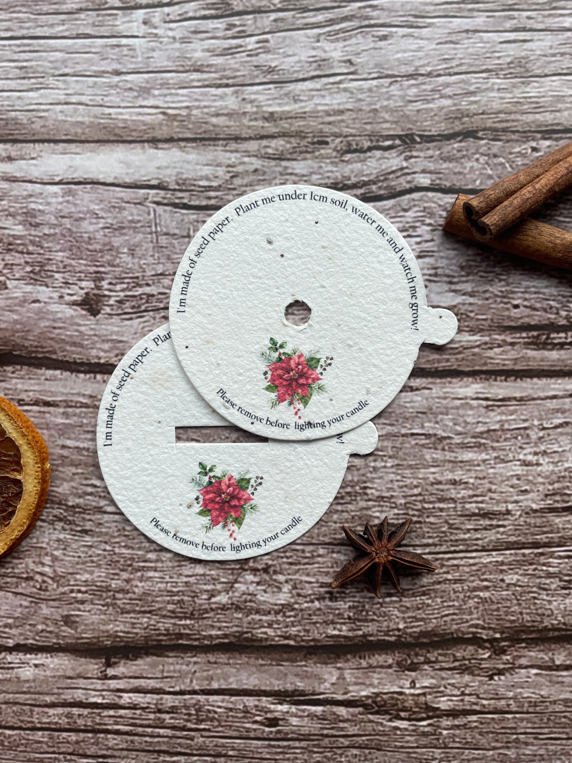 Seeded Cotton/Wooden Wick Christmas Candle Dust Covers - Poinsettia - A ... Seeded Cotton/Wooden Wick Christmas Candle Dust Covers - Poinsettia - A ...