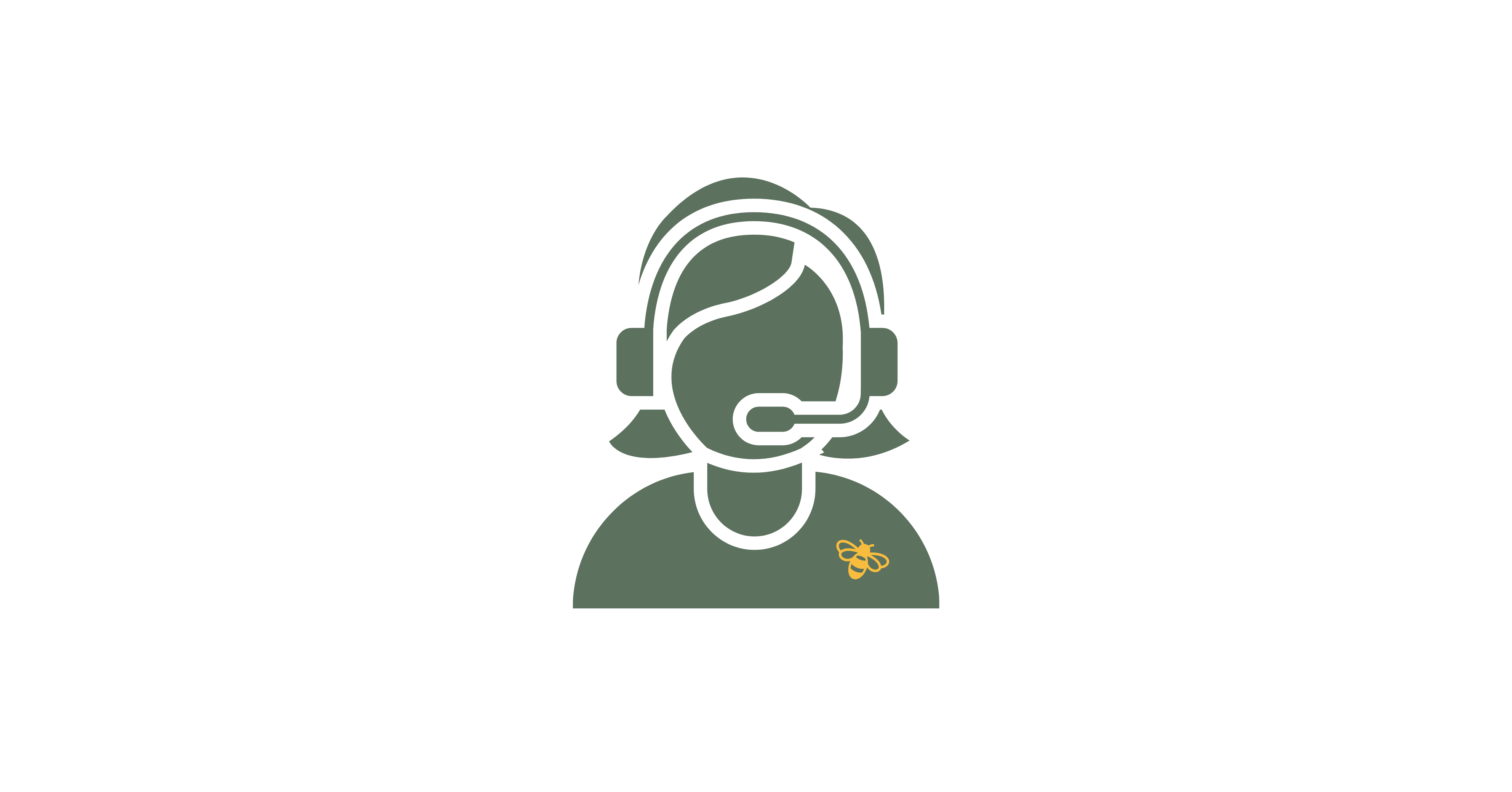 An icon of a customer service agent, wearing a headset, and a golden bee printed on their t-shirt, representing the customer care that A La KArt Creations provides.
