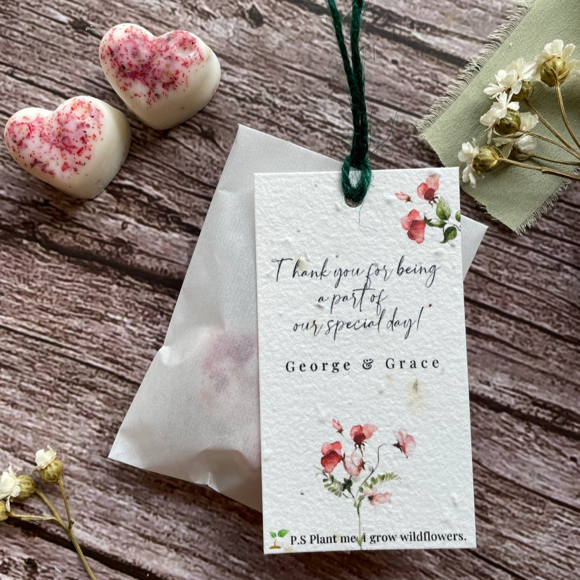 Wax Melts Wedding Favours with Plantable Tag | Sweet Pea