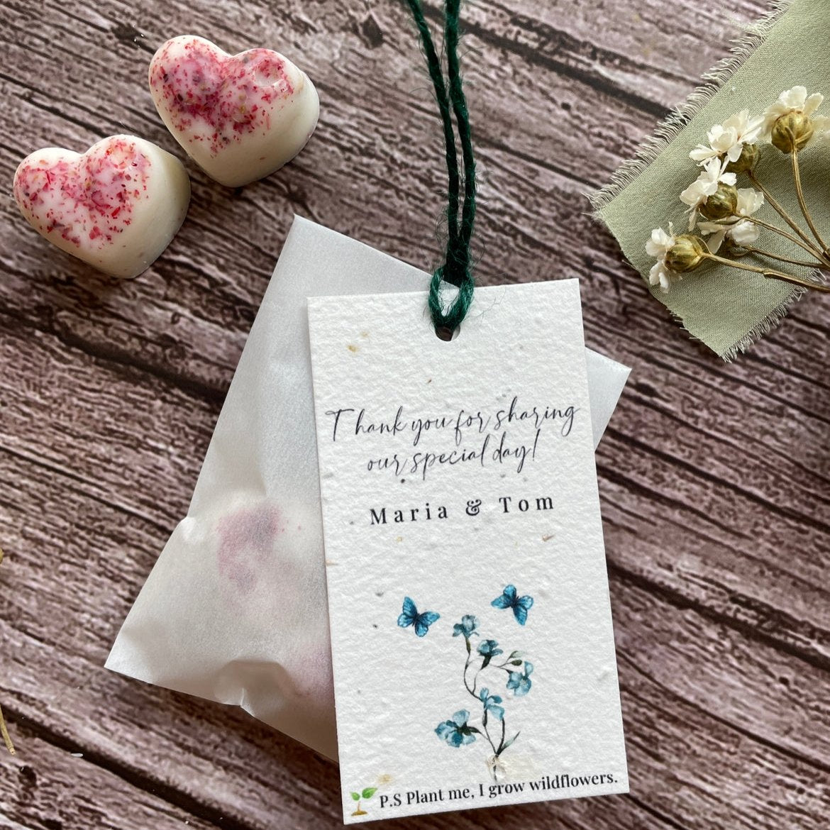 Wax Melts Wedding Favours with Plantable Tag | Dusty Blue