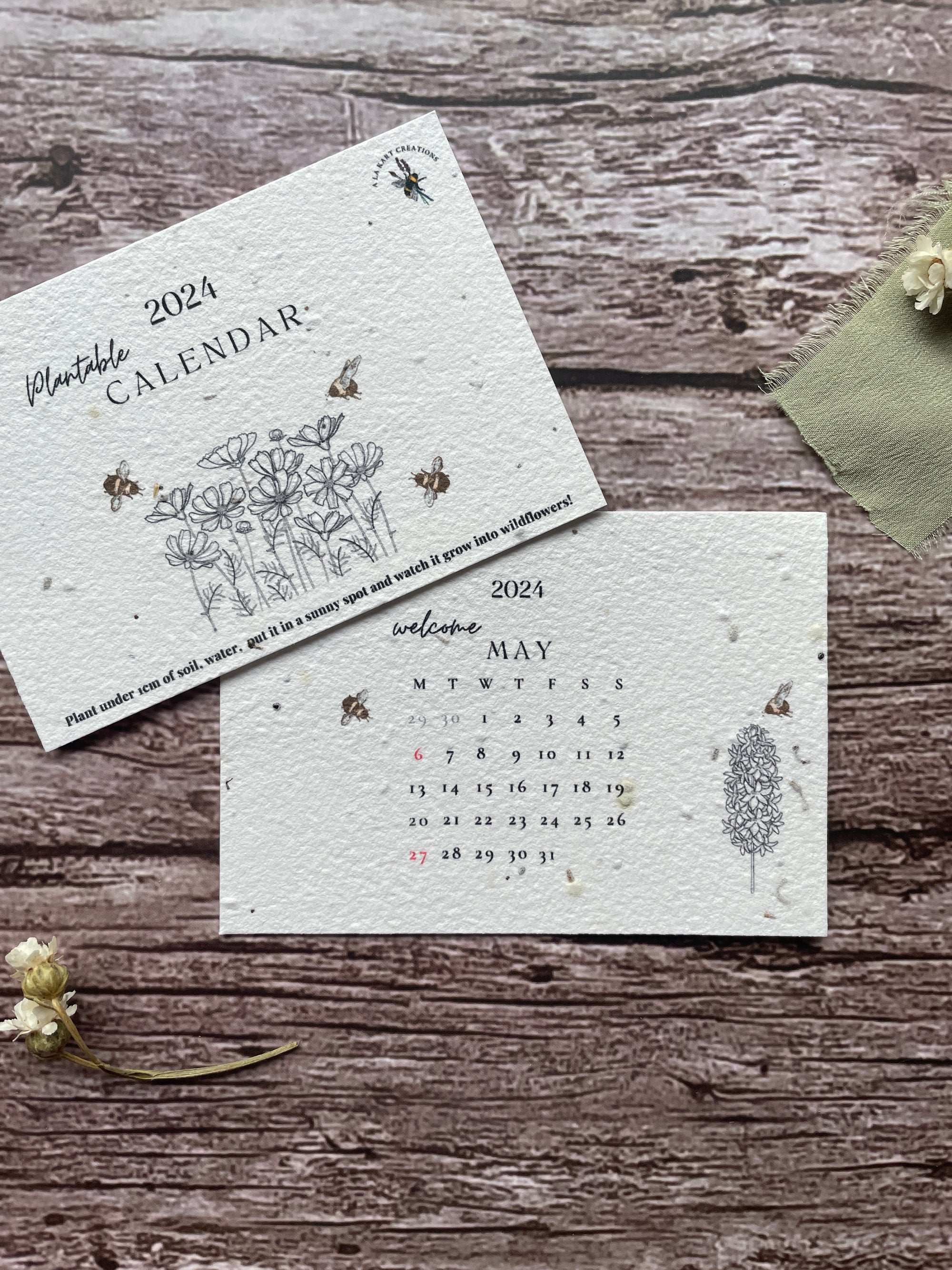 Black and White | Start Anytime Custom 12 Month Plantable Calendar