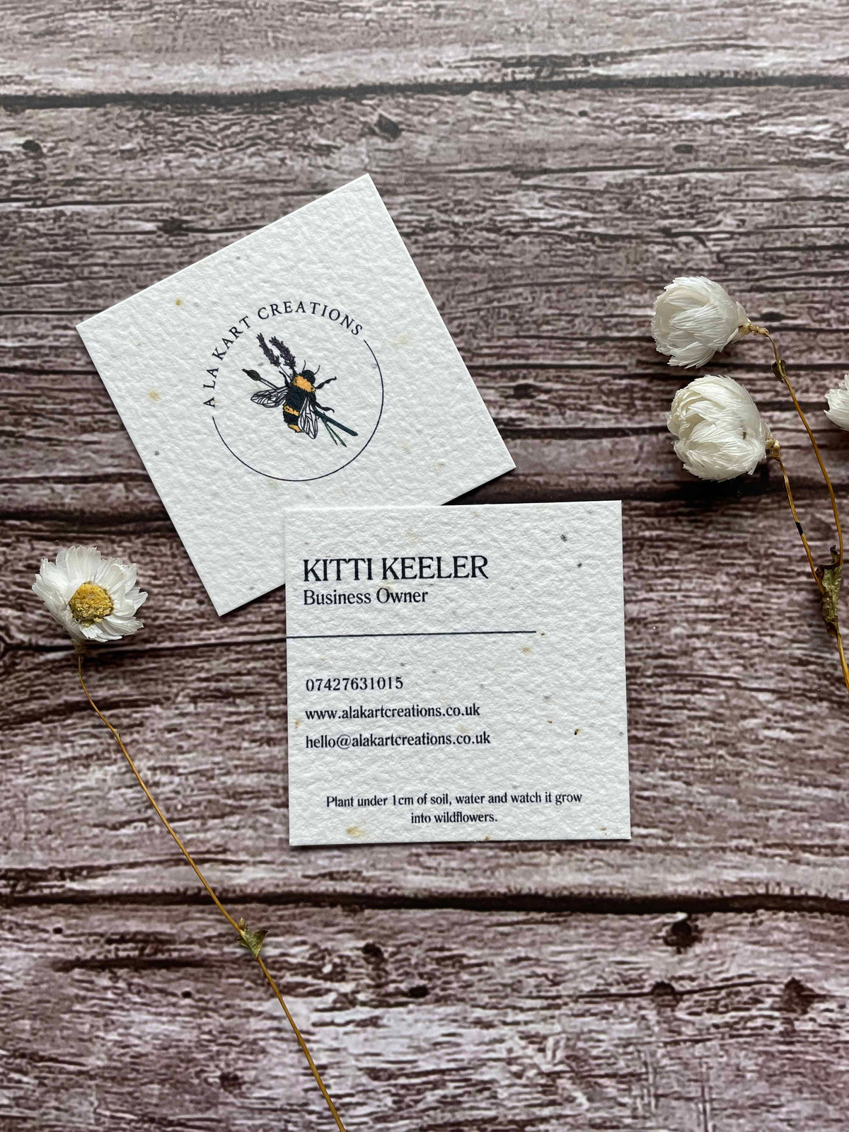 Plantable Seed Paper Business Cards with a plain design