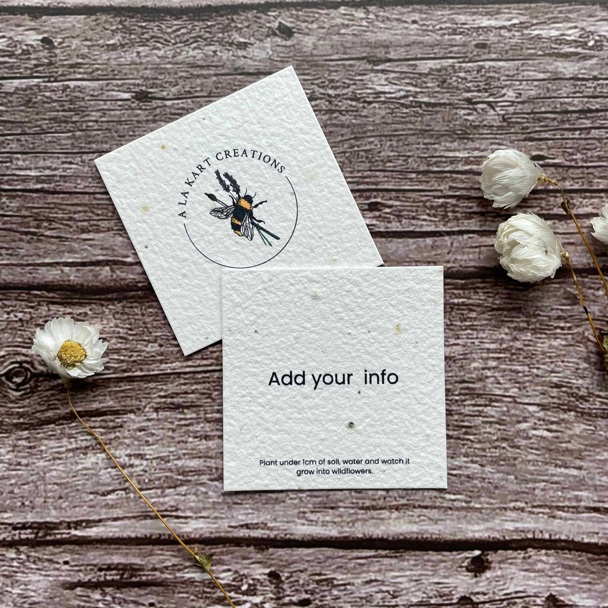 Print your own business card design on wildflower seed paper