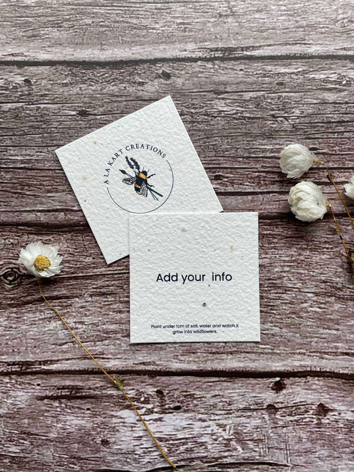 Print your own business card design on wildflower seed paper
