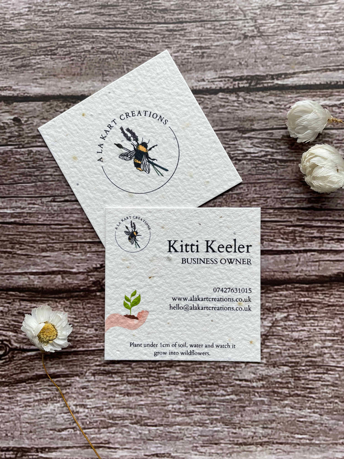Square Seed Paper Business Card Front