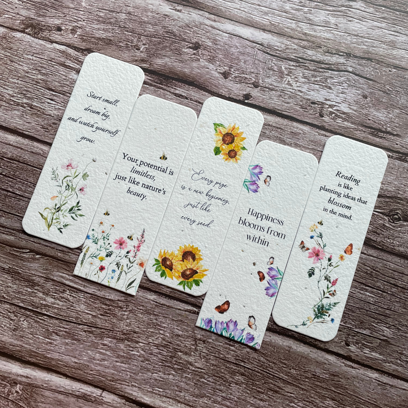 collection of plantable Mother's Day gift tags with wildflower designs, displayed from the front at an angled right view, alakartcreations