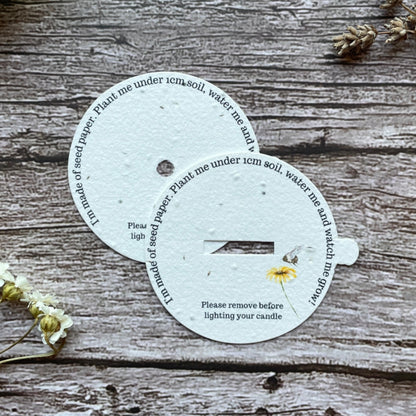 seed paper dust covers on wooden background