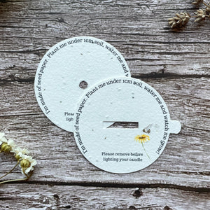 seed paper dust covers on wooden background