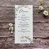 Seed Paper Floral menu card on a wooden surface with dried flowers