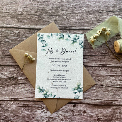 Plantable Evening Reception Wedding Invitations - Eucalyptus