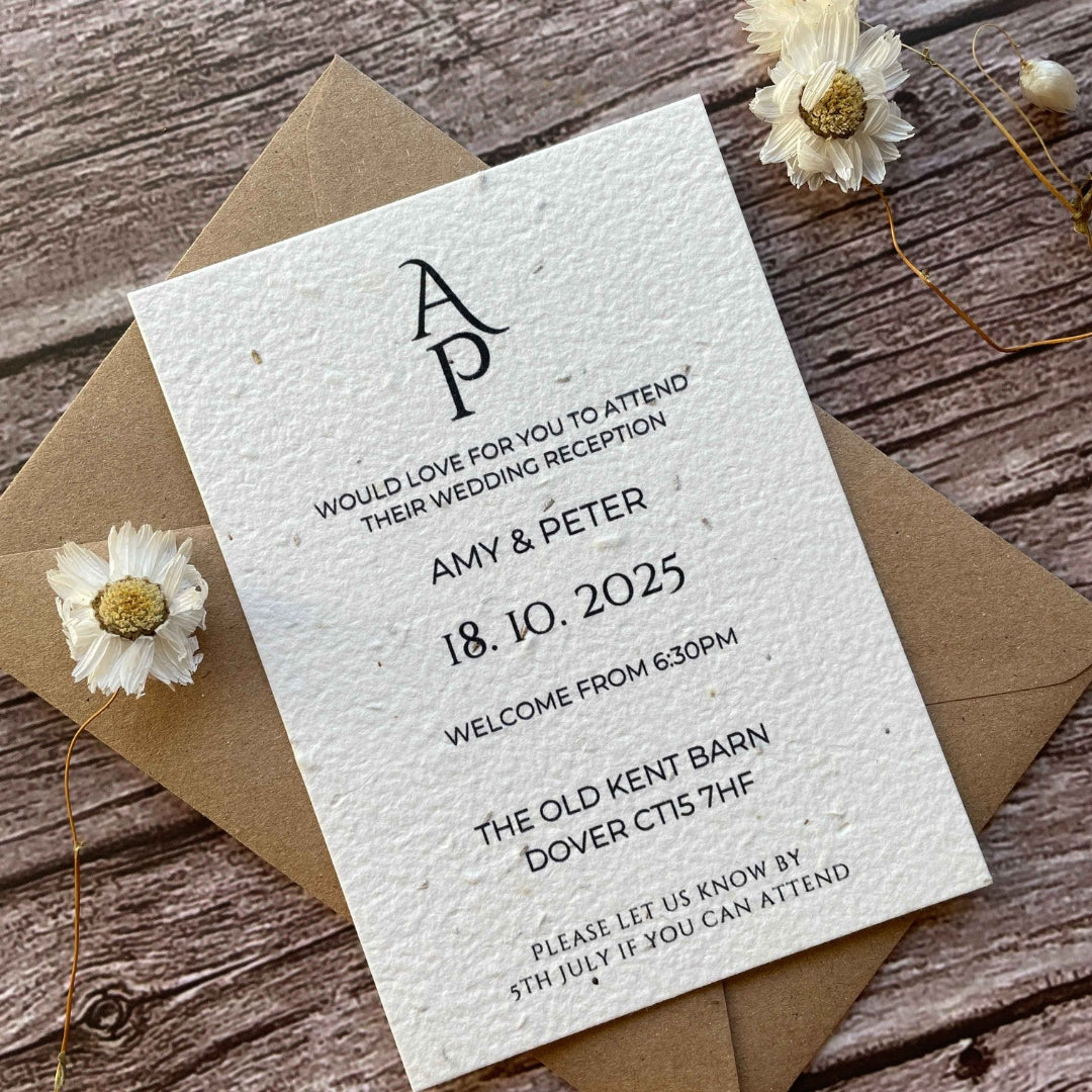 Plantable Evening Wedding Reception Invitations - Plain