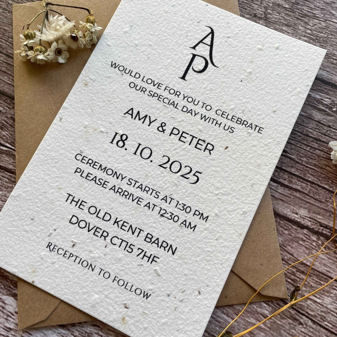 Personalised Plantable Wedding Invitations | Minimalistic