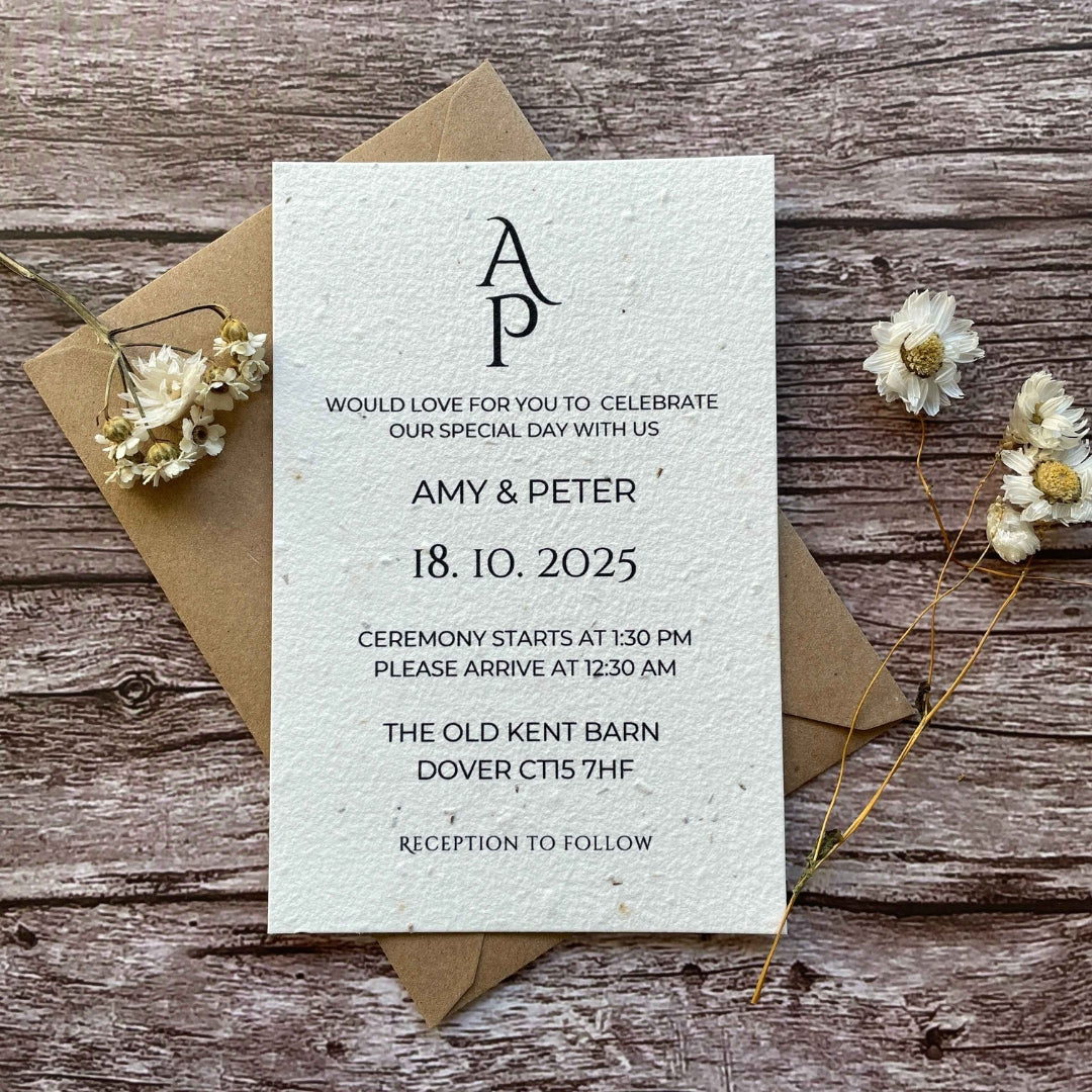 Personalised Plantable Wedding Invitations | Minimalistic