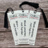 Three plantable bookmarks with the Chell Design branding, featuring a seed paper construction with a black tassel on top. Each bookmark has text that says &