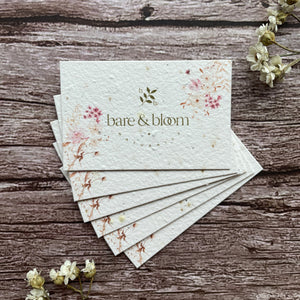 custom plantable business cards made from eco-friendly seed paper, personalised with your business details, from a la kart creations