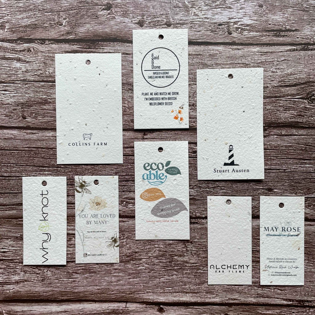 plantable custom brand tags with hole made of UK seed paper