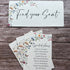 A wedding plantable  seating card set displayed on a rustic wooden background, featuring a large &