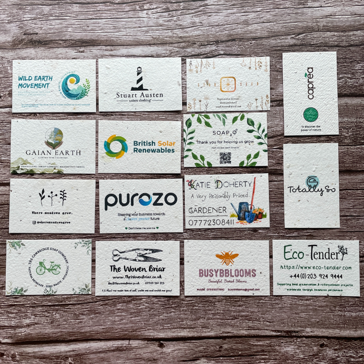 custom plantable business cards made from UK seed paper