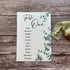 plantable seed paper wedding table seating plan with eucalyptus theme, front view, eco-friendly wedding stationery, alakartcreations