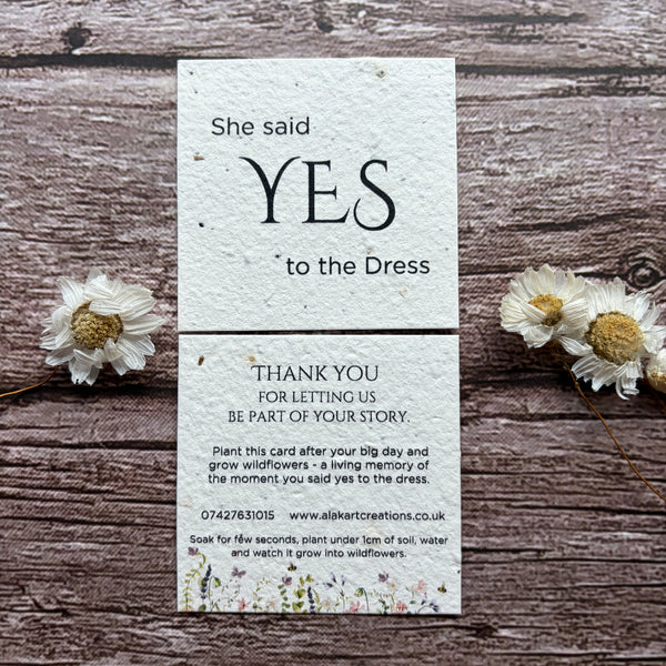 Yes to the Dress Seeded Cards | Plantable Bridal Boutique Cards  A La KArt  Creations
