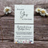 plantable saying yes to dress card with wildflower meadow design on a wooden background