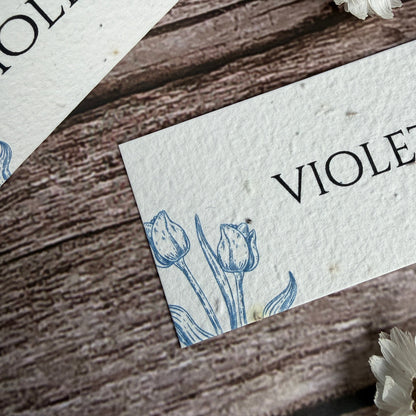 plantable wedding place cards with tulip design