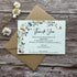 Plantable wedding Floral thank you card with envelope on a wooden surface