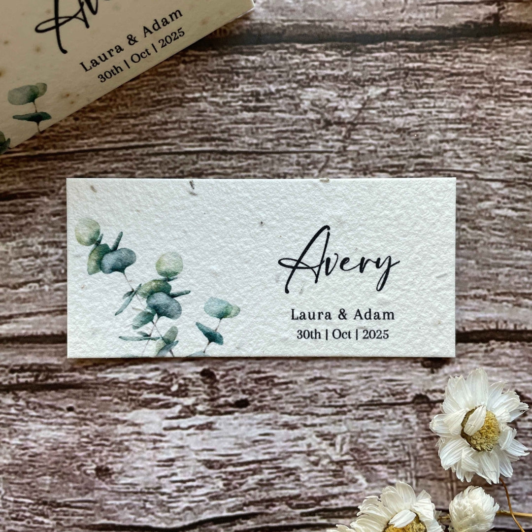 Plantable Wedding Guest Place Cards | Eucalyptus