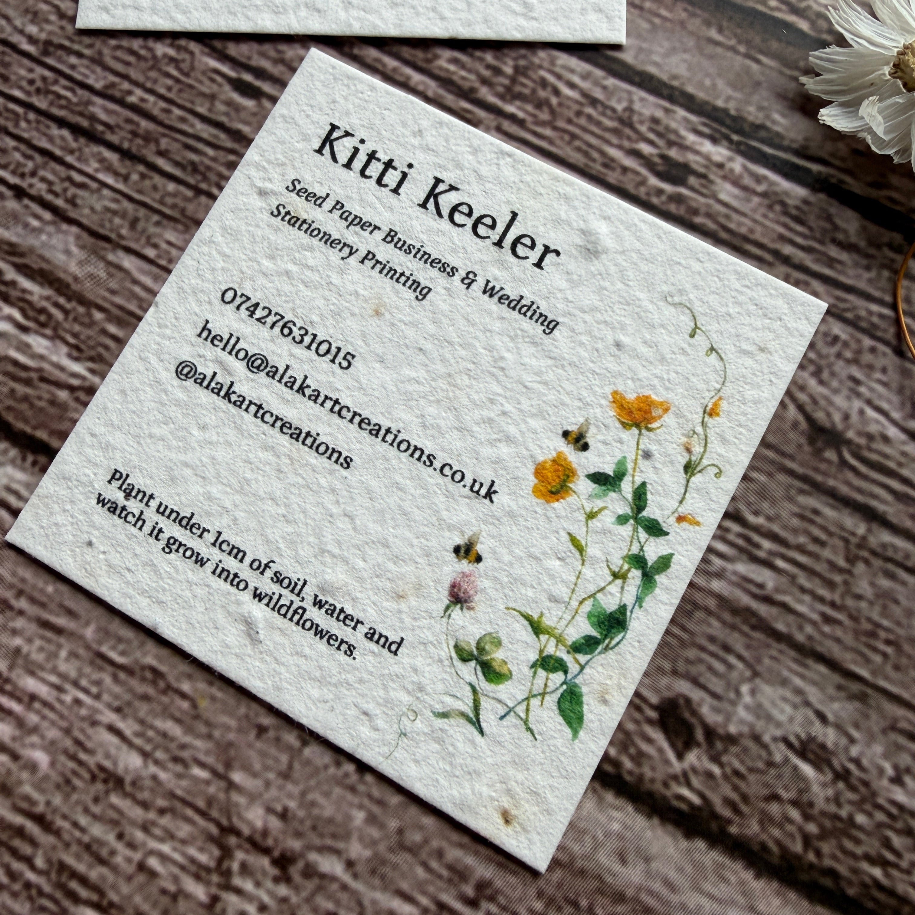 seed paper square cards with clover design