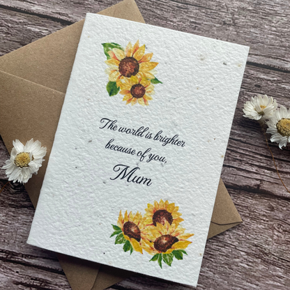 angled view of personalised plantable sunflower mother&