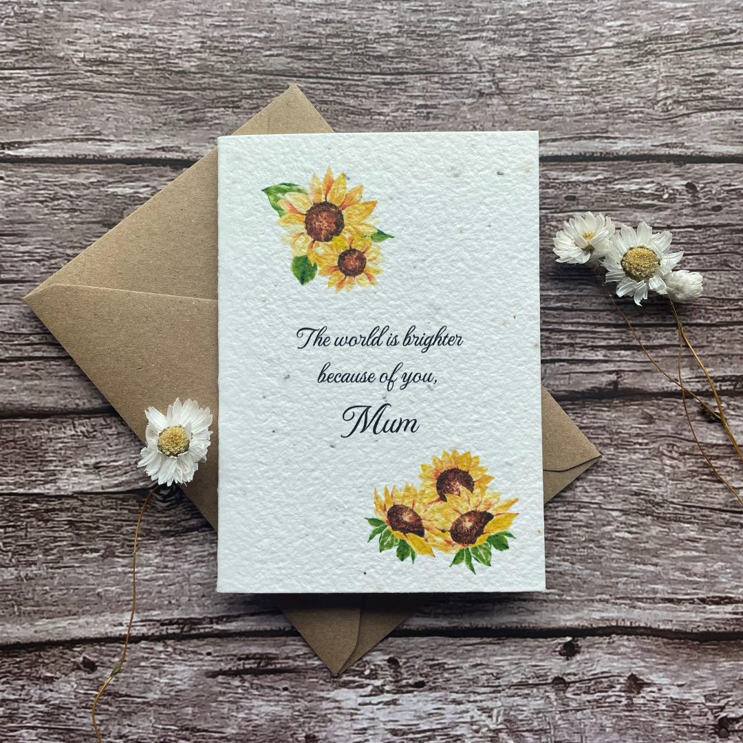 front view of personalised plantable sunflower mother&