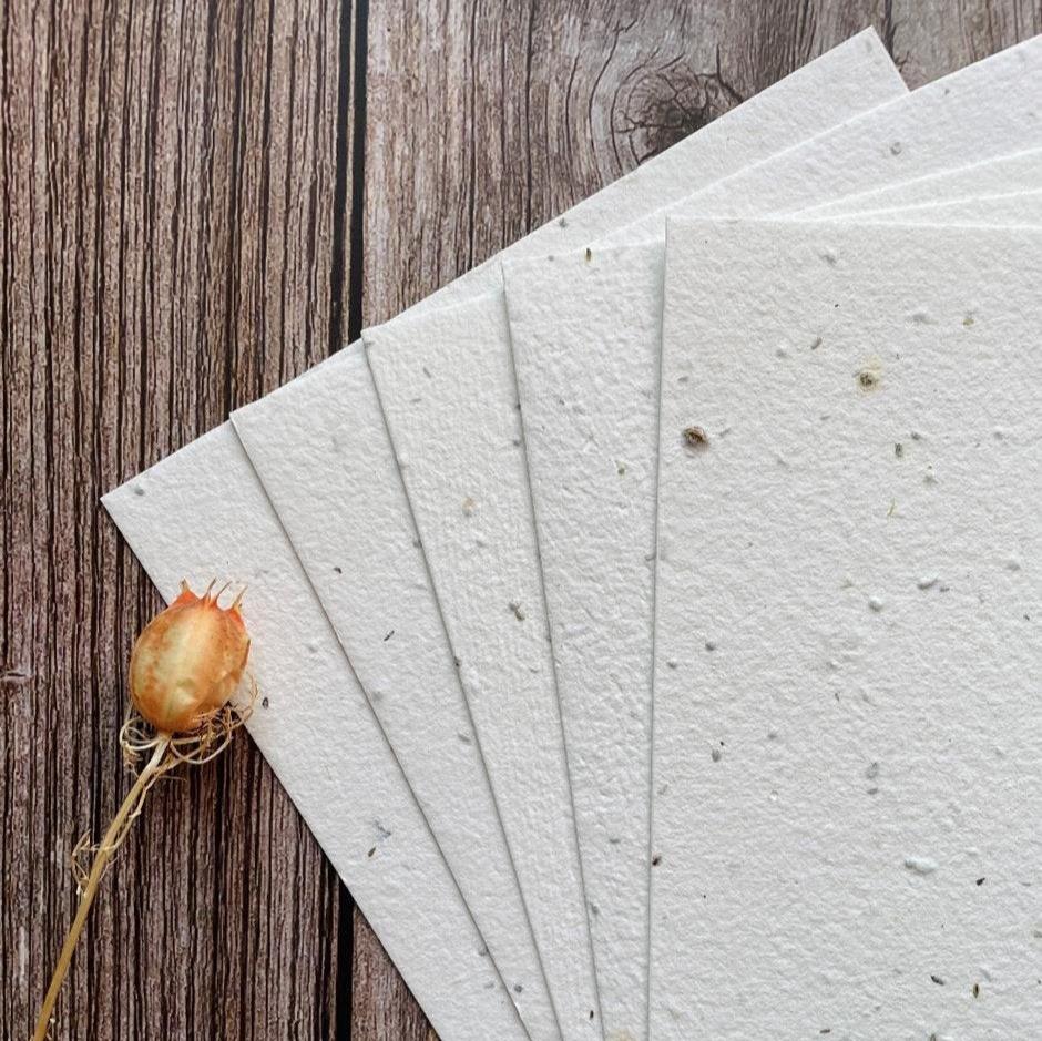 alakartcreations uk plantable seed paper on wooden background