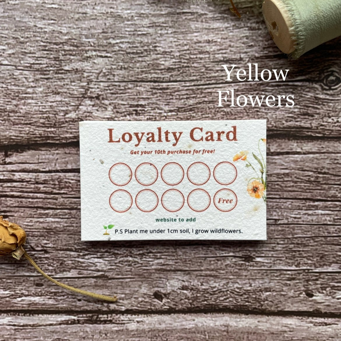 custom plantable seed paper reward cards with yellow flower design by alakartcreations