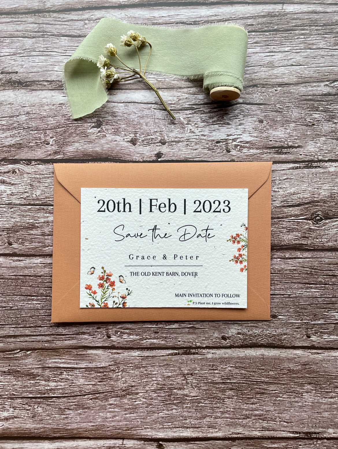 Plantable Wedding Save the Date Cards - Burnt Orange
