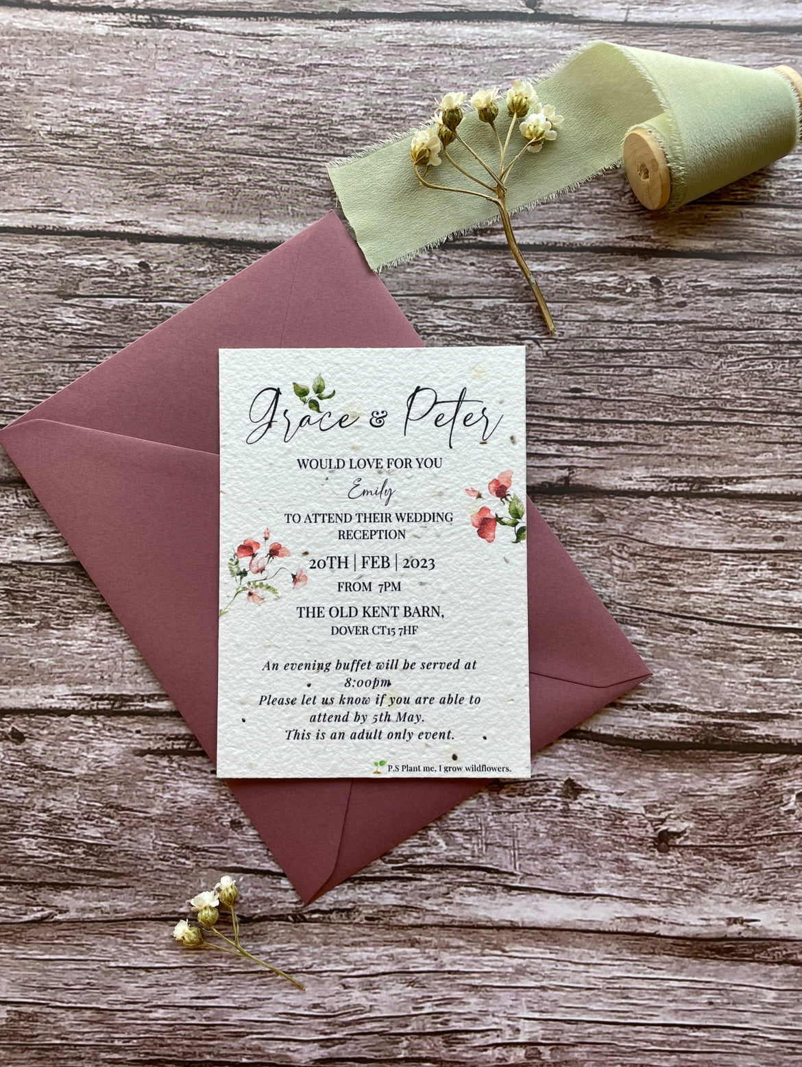 Plantable Evening Guest Wedding Invite - Sweet Pea
