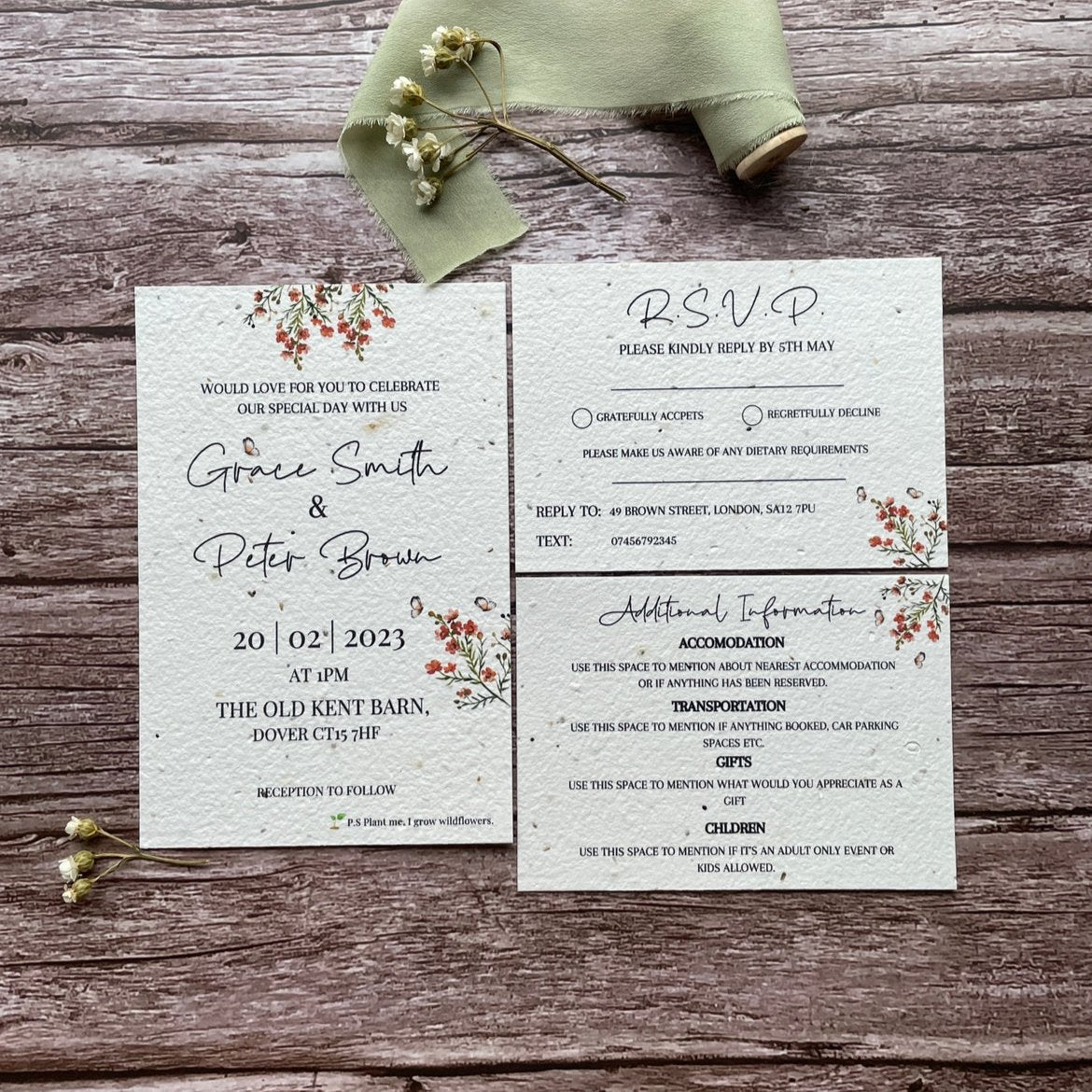 Personalised Plantable Wedding Invitations | Burnt Orange