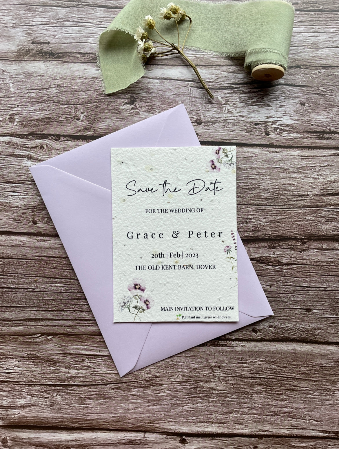 Plantable Wedding Save the Date Cards - Lilac