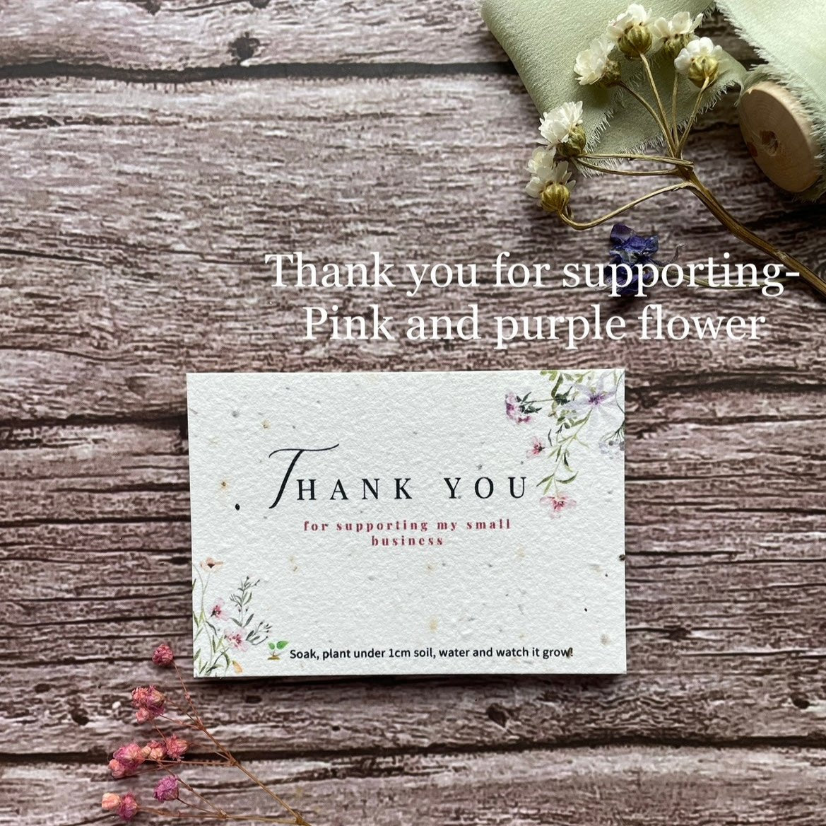 A7 Plantable Thank You Cards Leaflets & Gift Notes | Wildflower