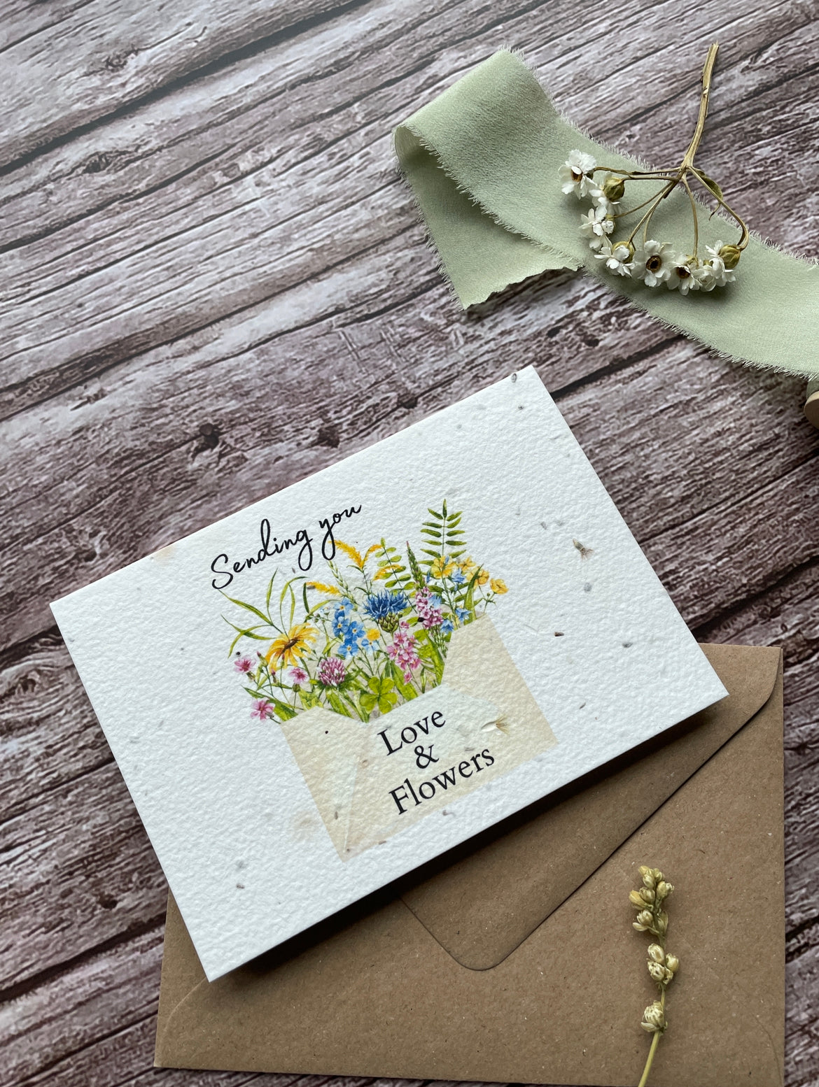 Landscape Type Card Sending you Love & Flowers